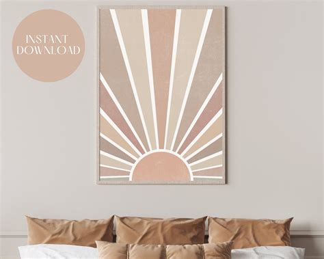 Boho Sunrise Print Boho Sun Art Poster Boho Wall Decor Etsy