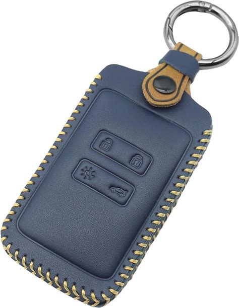 QIULIFAN Key Card Case Key For Renault Fob 4 Buttons Leather Key Cover