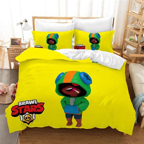 Housse Couette Brawl Stars Default Leon Jaune Housse De Couette Parure De Lit Cadeaux