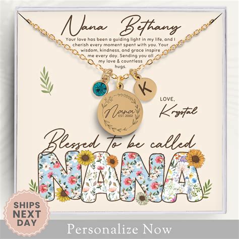 Personalized Nana Necklace Birthstone For Grandma Minimalist Nana