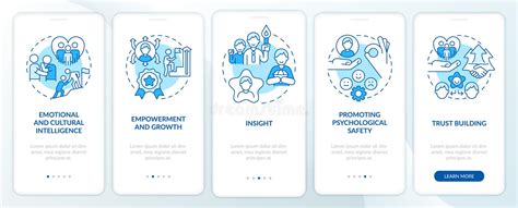 Traits Of Inclusive Leaders Blue Onboarding Mobile App Screen Stock