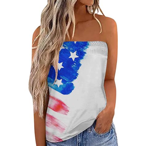 PMUYBHF Female July 4Th Square Neck Tank Tops Plus Size Women Printed