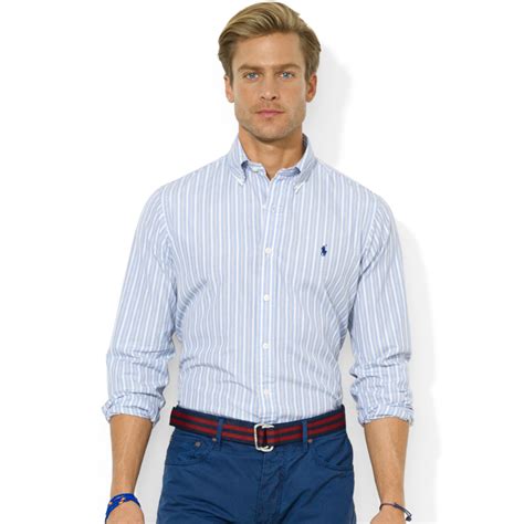 Polo Ralph Lauren Polo Customfit Multistriped Poplin Sport Shirt In