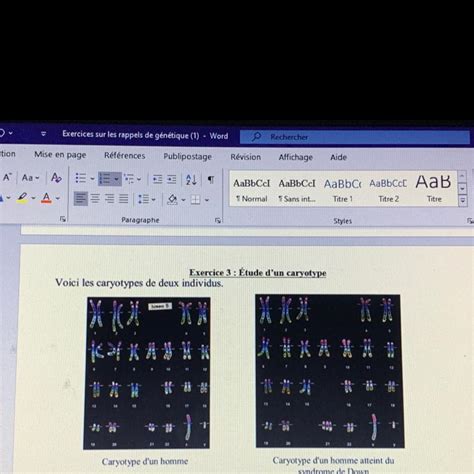 Exercice Tude D Un Caryotype Comment Les Chromosomes Sont Ils