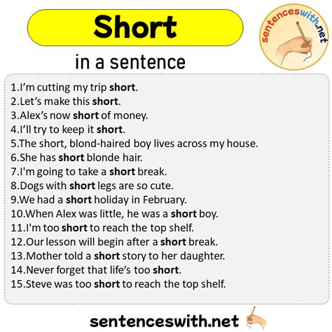 Short In A Sentence Sentences Of Short In English Sentenceswithnet