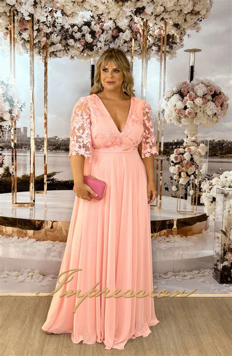 Vestido De Festa Longo Plus Size Rose Impression Modas