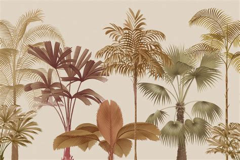 Neutral Tropical Palm Tree Wall Mural - Hovia - Hovia