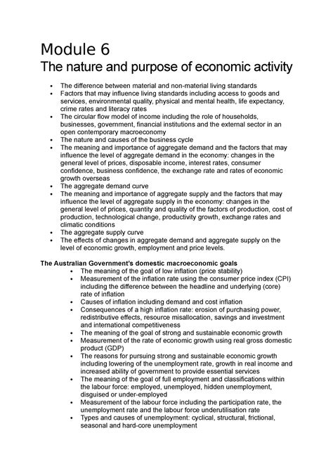 Module 6 The Nature And Purpose Of Economic Activity The Australian