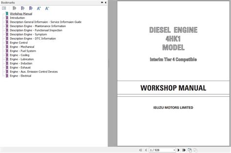 Sany Isuzu Engine 4HK1 Interim Tier 4 Compatible Workshop Manual IDE