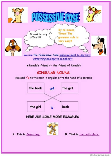 Possessive Case General Gramma English Esl Worksheets Pdf And Doc