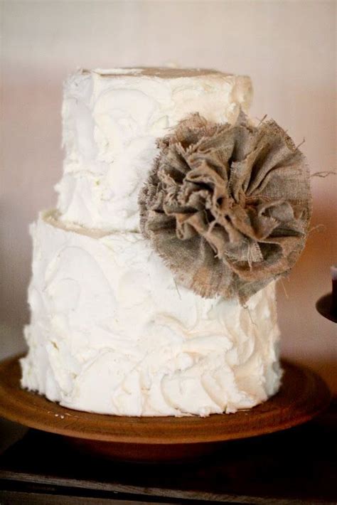 Burlap And Lace Themed Cake