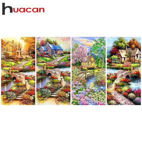 Huacan Diamond Mosaic D Garden Painting House Cross Stitch Embroidery