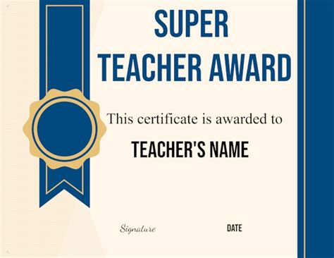 Best Teacher Ever Certificate