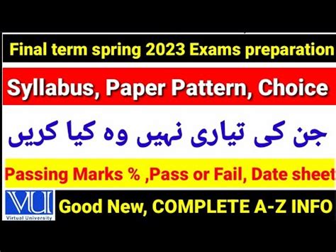 Good News Vu Final Term Exams Preparation Tips Leaked Get Good Marks