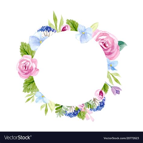 Wreath Of Flowers In Watercolor Royalty Free Vector Image