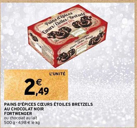 Promo Pains D épices Cœurs étoiles Bretzels Au Chocolat Noir Fortwenger