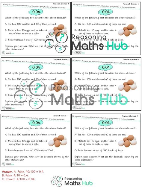 Recognise And Write Decimal Equivalents Of Any Number Of Tenths Or Hundredths Master The