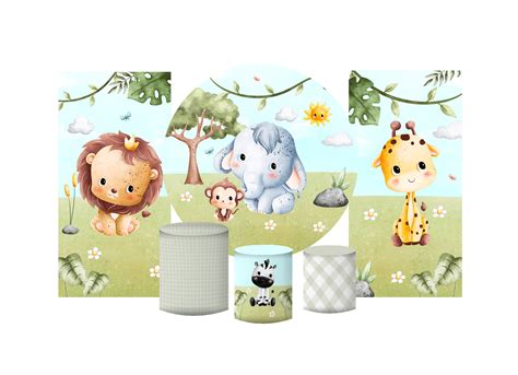 Super Kit Painel E Capas De Cilindro Safari Baby Cute Sublime Sonhos