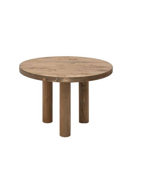 Table Basse Ronde En Bois Massif Decowood Avec Trois Pieds En Chêne Foncé De 60x40cm Modèle