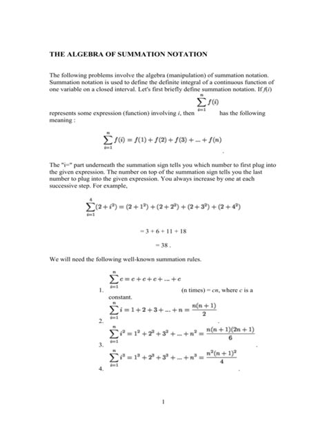 THE ALGEBRA OF SUMMATION NOTATION