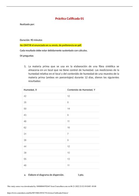 Pr ctica Calificada 01 Práctica Calificada 01 Realizado por Duración