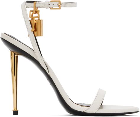 TOM FORD White Padlock Pointy Naked Heeled Sandals SSENSE Canada
