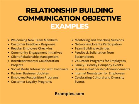 Relationship Building Communication Objective Examples Goals Pdf