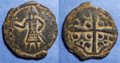 Crusader Edessa Baldwin Ii 1108 18 Bronze Follis Medieval Coins