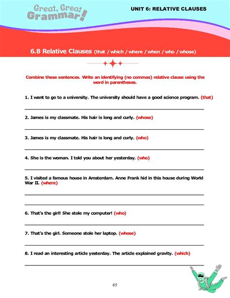 ESL Grammar RELATIVE CLAUSES 6 Practice 2 Stickyball ESL Lessons