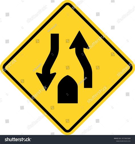 Divided Road Ends Sign Traffic Signs Stock Vector Royalty Free