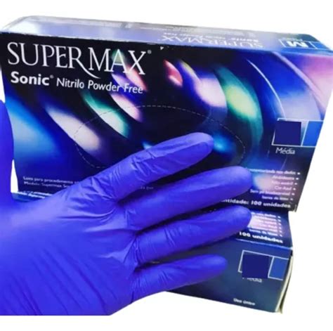 Cx Luva Nitrilica Supermax Sonic Azul Cobalto Tamanho P Cor Azul