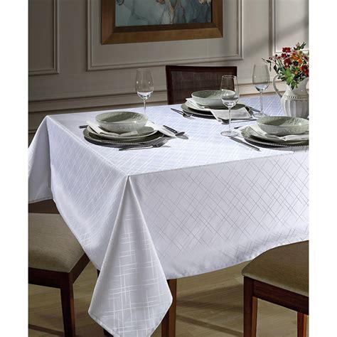 Toalha De Mesa Jacquard Requinte Ii Geom Trica Branco Quadrada