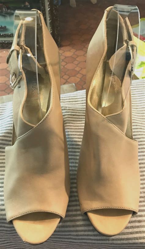 Nine West Nude Leather Mega High Heel Platform Boot Gem