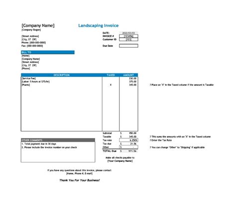 40 Printable Landscaping Invoice Templates And Examples