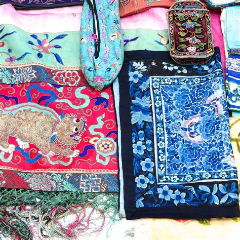 Bidlive A Lot Of Chinese Silk Embroidered Textiles