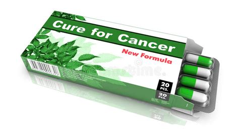 Cure Cancer Pack Pills Green Open Blister Tablets Isolated White