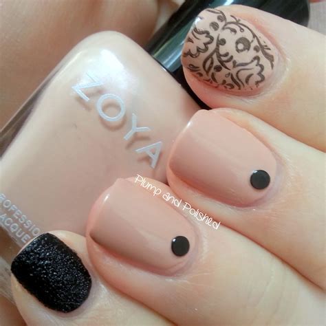 Plump And Polished Mixed Manicure Nude And Black