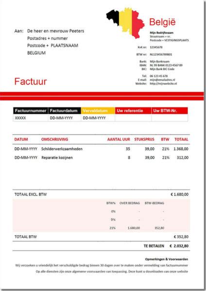 Belgische Factuur Voorbeeld 1 Btw Verlegd En 1 Btw Factuur