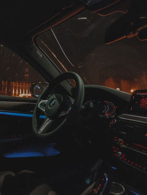 Nighttime Drive: Illuminated Interior of a Car