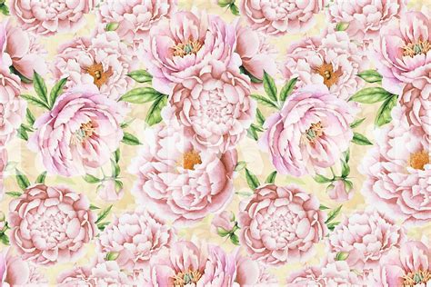 Blush Peonies on Yellow Wallpaper | Happywall