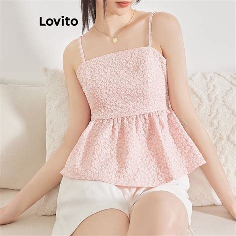 Lovito Casual Ditsy Floral Ruched Lining Tank Top For Women L62ED050