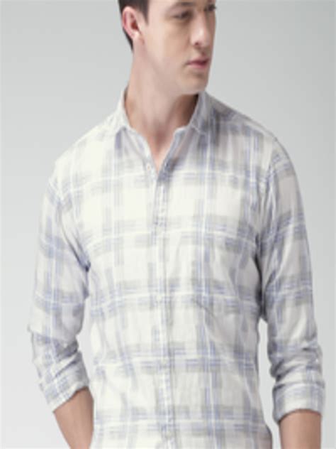 Buy Mast And Harbour Men White And Blue Slim Fit Checked Casual Shirt Shirts For Men 2411703 Myntra