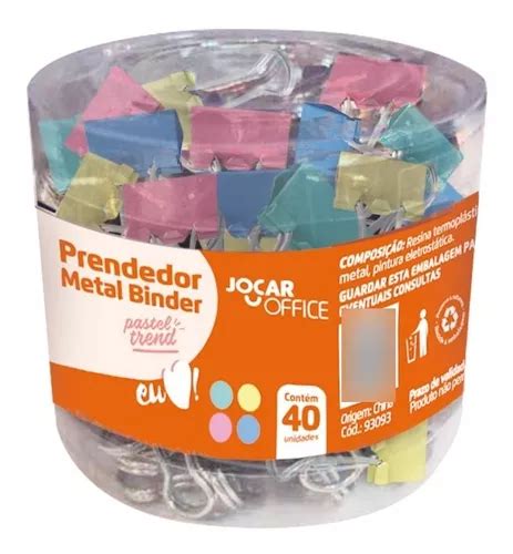 Prendedor De Papel Binder Colorido Metalico Mm Pote C Mercadolivre