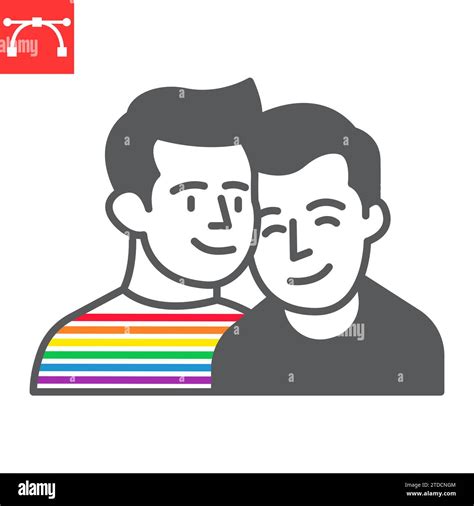 Gay Couple Glyph Icon Lgbt And Marriage Homosexual Couple Vector Icon