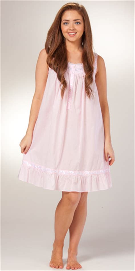 Nightgown By Eileen West Pink Sleeveless Short Nightgown In Cotton Lawn