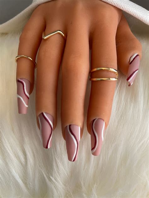 Nude And Brown Press On Nails Nail Designs Short Acrylic Nails