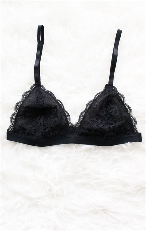 Lace Triangle Bralette Black Nyct Clothing