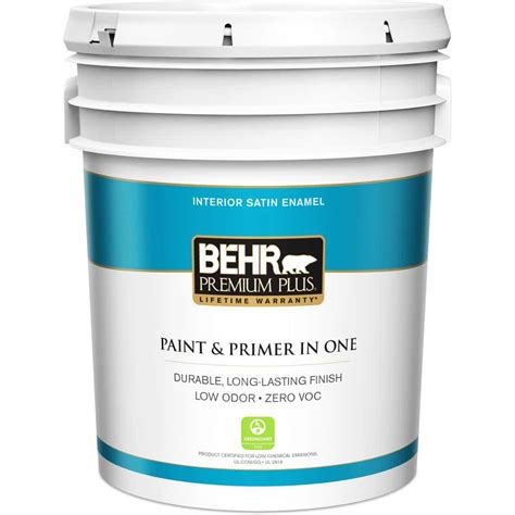 BEHR Premium Plus 5 Gal Medium Base Satin Enamel Zero VOC Interior