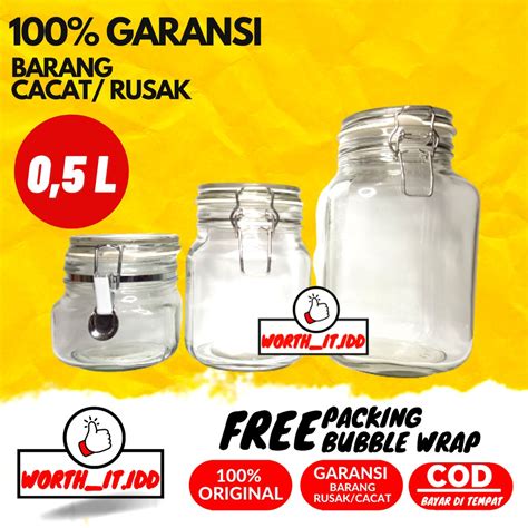 Jual TOPLES KACA KEDAP UDARA Tempat Wadah Penyimpanan Makanan Bumbu