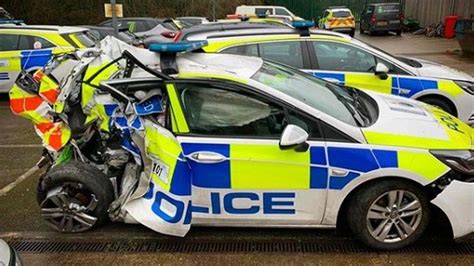 Dorset Police Patrol Car Poole Crash Pictures Released Bbc News